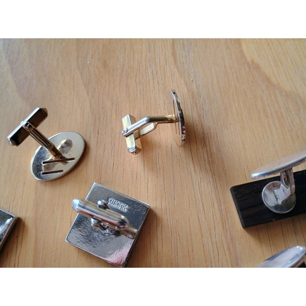 Lot Of 4 Silver And Gold Cufflinks Includes 3 Swank - Picture 7 of 9